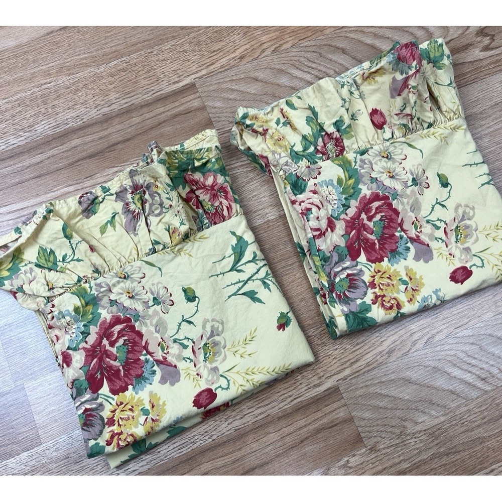Vintage Ralph Lauren Doeskin Cotton Garden Floral Set of 2 KING Size Pillowcases